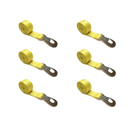 Tie 4 Safe 2" x 10' Wheel Lasso Lift Strap w/ Flat Snap Hook Tow Dolly Yellow, 6PK TWS21-2510-M3-Y-C-6